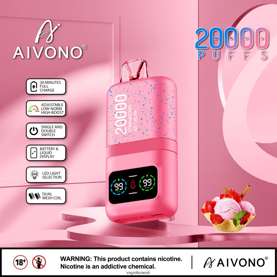 Aivono AIM magic 20000 آيس كريم الفراولة - 66DF6080 Vape الكويت
