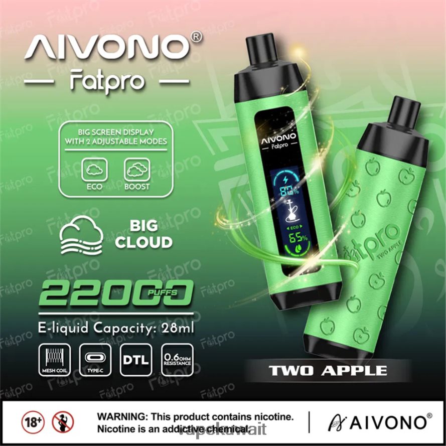 Aivono Fatpro 22000 تفاحتان - 66DF601 Vape Kuwait