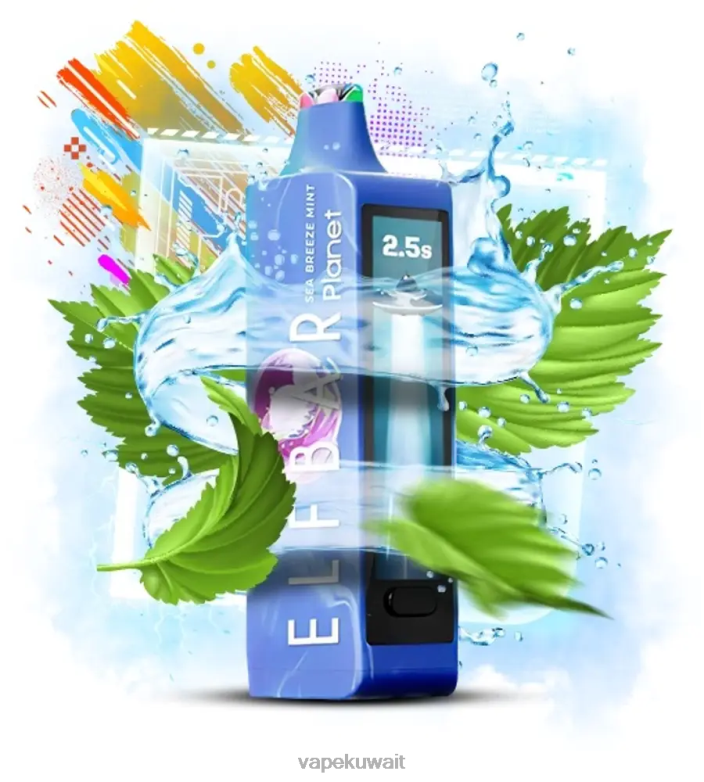 Vape الكويت 2P04018 - نسيم البحر بالنعناع Elf Bar Planet 25000