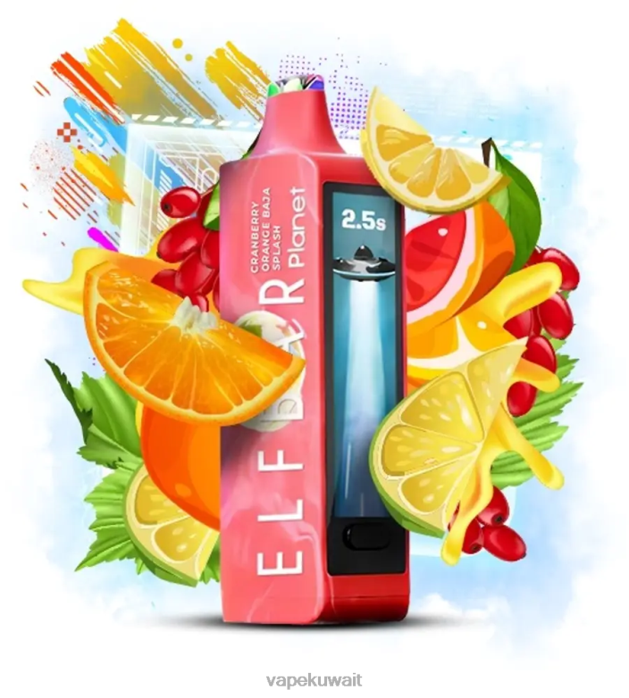 Vape الكويت 2P04030 - دفقة باجا توت بري وبرتقال Elf Bar Planet 25000