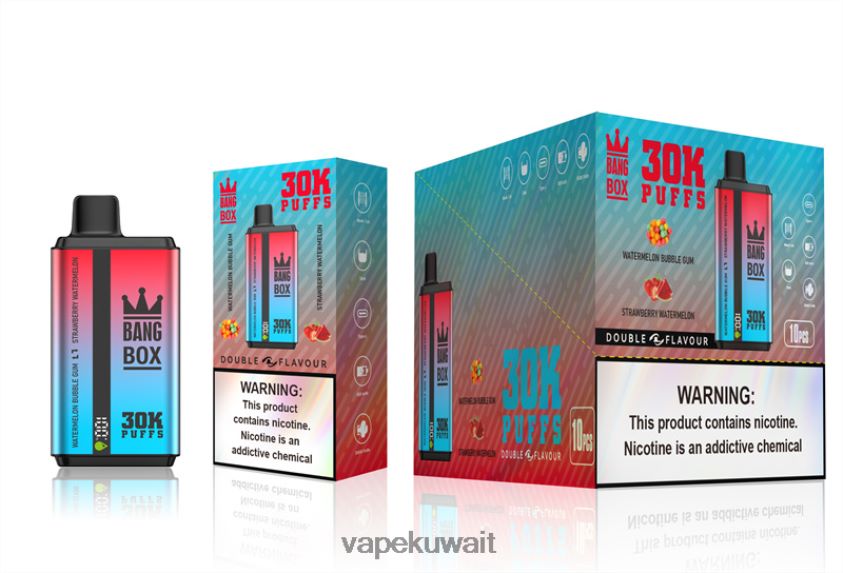 Vape الكويت F2PZLD68 - Bang Box 30000 نفخة نكهات مزدوجة علكة البطيخ والفراولة والبطيخ