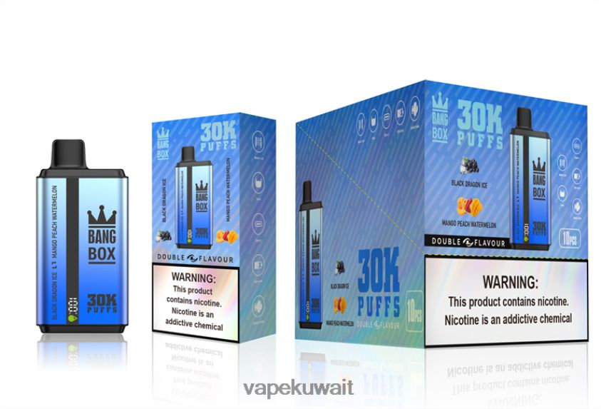 Vape الكويت F2PZLD71 - Bang Box 30000 نفخة نكهات مزدوجة بلاك دراجون آيس ومانجو وخوخ وبطيخ