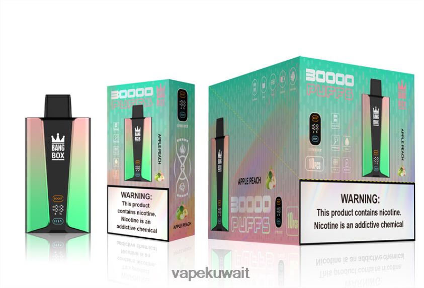 Vape الكويت F2PZLD83 - Bang Box شاشة سمارت 30000 نفخة التفاح والخوخ