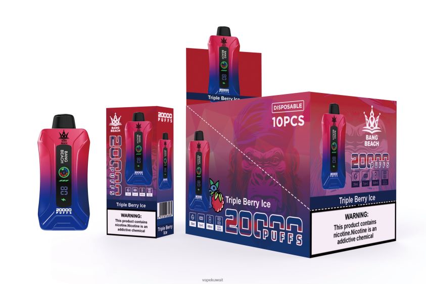 Vape الكويت F2PZLD8 - Bang Beach 20000 سحبة فيب شاشة سمارت ثلج التوت الثلاثي
