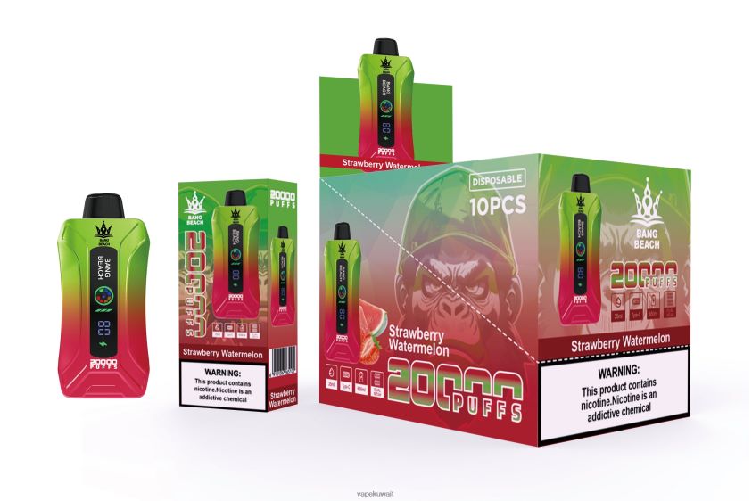 Vape KW F2PZLD3 - Bang Beach 20000 سحبة فيب شاشة سمارت الفراولة والبطيخ