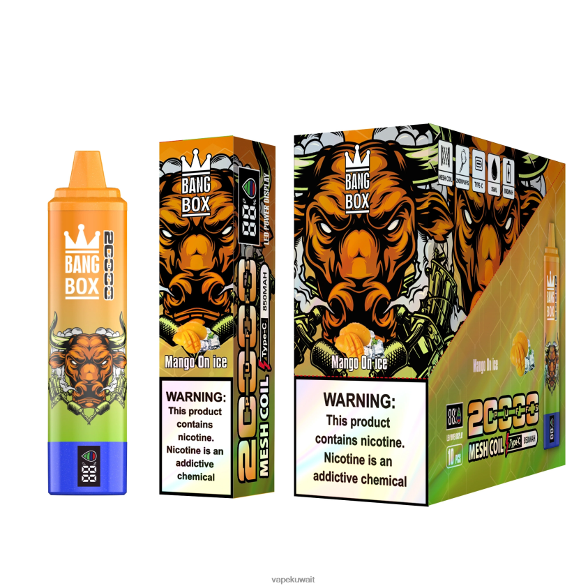 Vape KW F2PZLD54 - Bang Box شاشة سمارت 20000 نفخة مانجو على الجليد