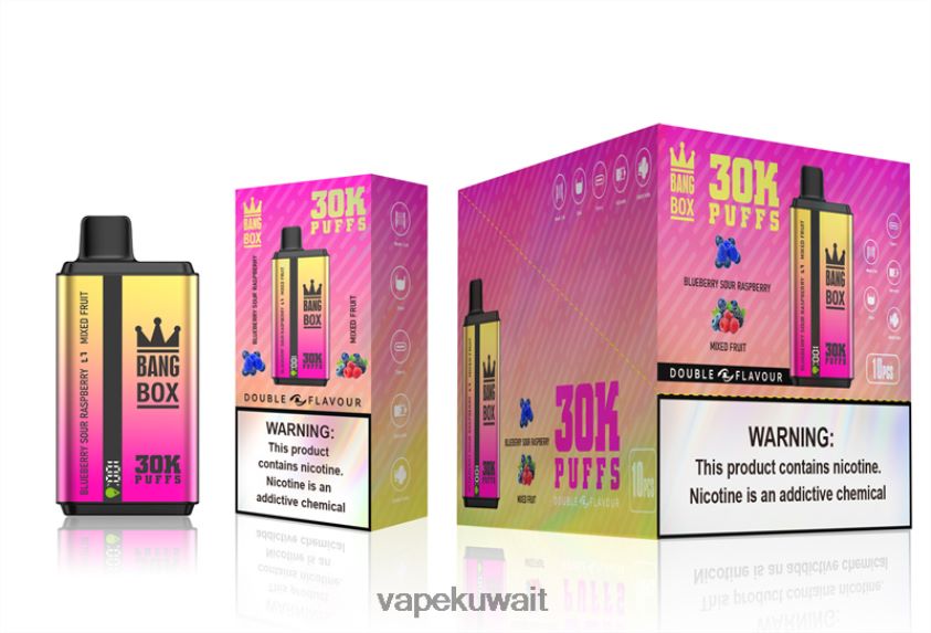 Vape KW F2PZLD66 - Bang Box 30000 نفخة نكهات مزدوجة توت توت حامض وفواكه مشكلة