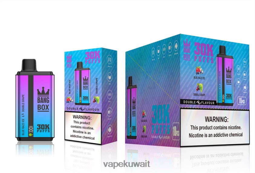 Vape KW F2PZLD72 - Bang Box 30000 نفخة نكهات مزدوجة بلو راز آيس وعنب مزدوج