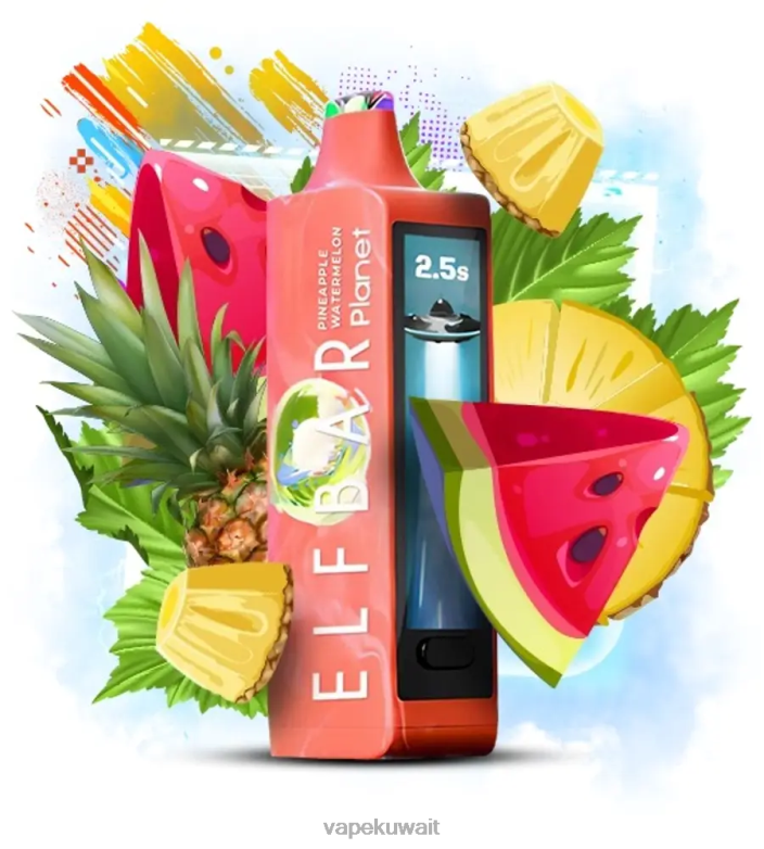 Vape Kuwait 2P04025 - الأناناس والبطيخ Elf Bar Planet 25000