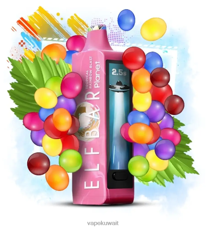 Vape Kuwait 2P04029 - انفجار قوس قزح الاستوائي Elf Bar Planet 25000