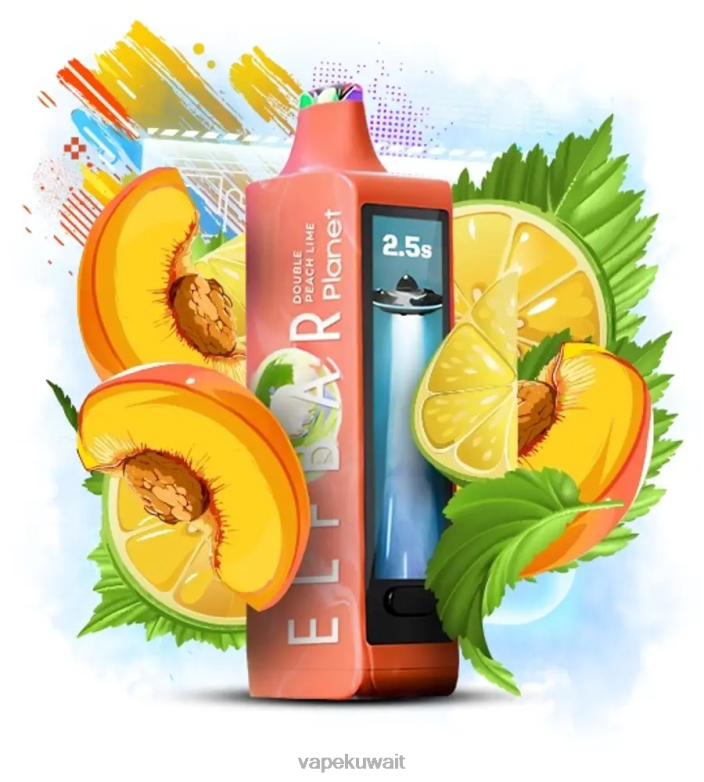 Vape Kuwait 2P04031 - الجير الخوخ المزدوج Elf Bar Planet 25000