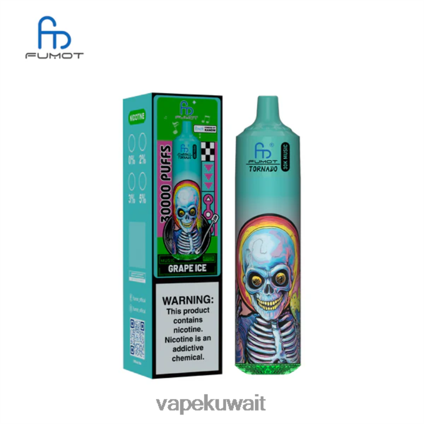 Vape Kuwait 46R0PJ13 جليد العنب Fumot Tornado موسيقى 30 ألف