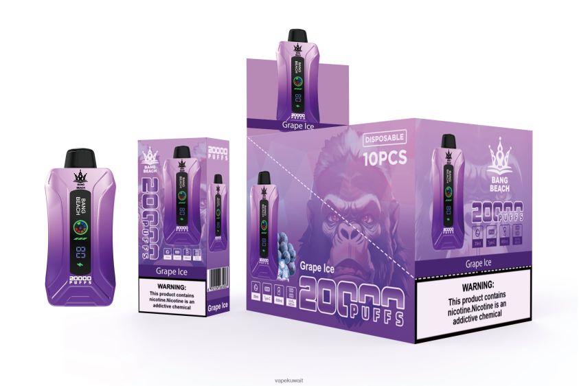 Vape Kuwait F2PZLD10 - Bang Beach 20000 سحبة فيب شاشة سمارت جليد العنب