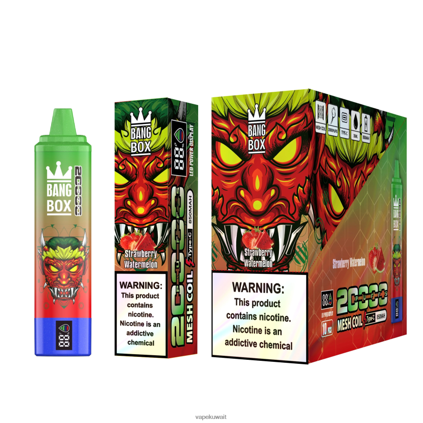 Vape Kuwait F2PZLD52 - Bang Box شاشة سمارت 20000 نفخة الفراولة والبطيخ