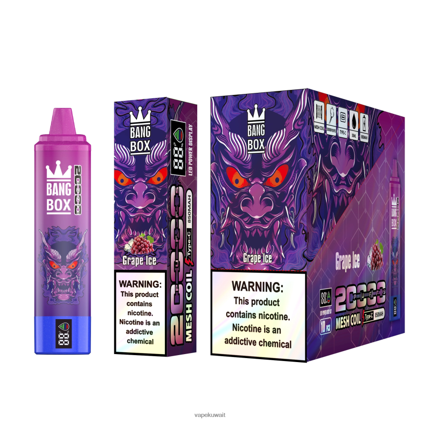 Vape Kuwait F2PZLD61 - Bang Box شاشة سمارت 20000 نفخة جليد العنب