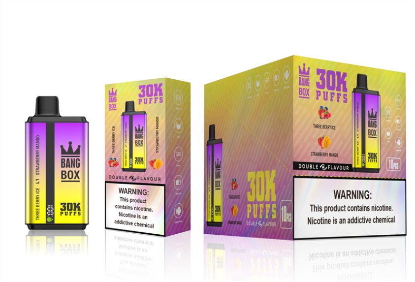 Vape Kuwait F2PZLD67 - Bang Box 30000 نفخة نكهات مزدوجة ثلاثة ثلج توت وفراولة ومانجو