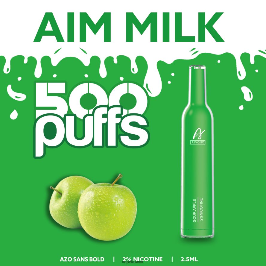 Aivono AIM MILK 500 التفاح الحامض - 66DF60267 Vape Kuwait
