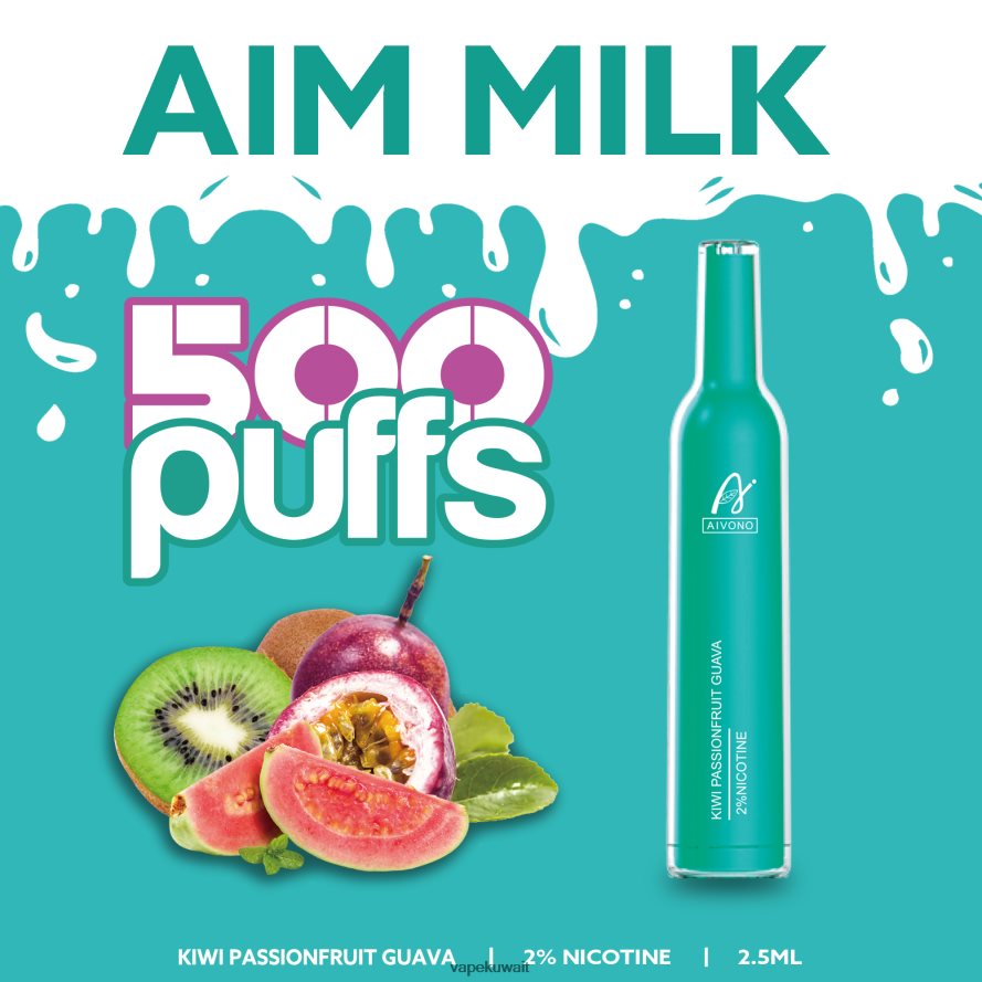 Aivono AIM MILK 500 كيوي باشن فروت جوافة - 66DF60272 Vape الكويت