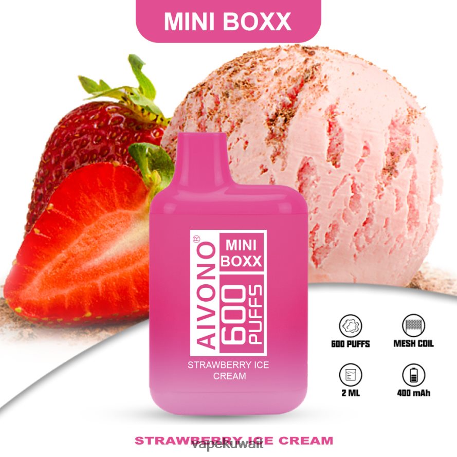 Aivono AIM MINI BOXX 600 آيس كريم الفراولة - 66DF60232 Vape الكويت