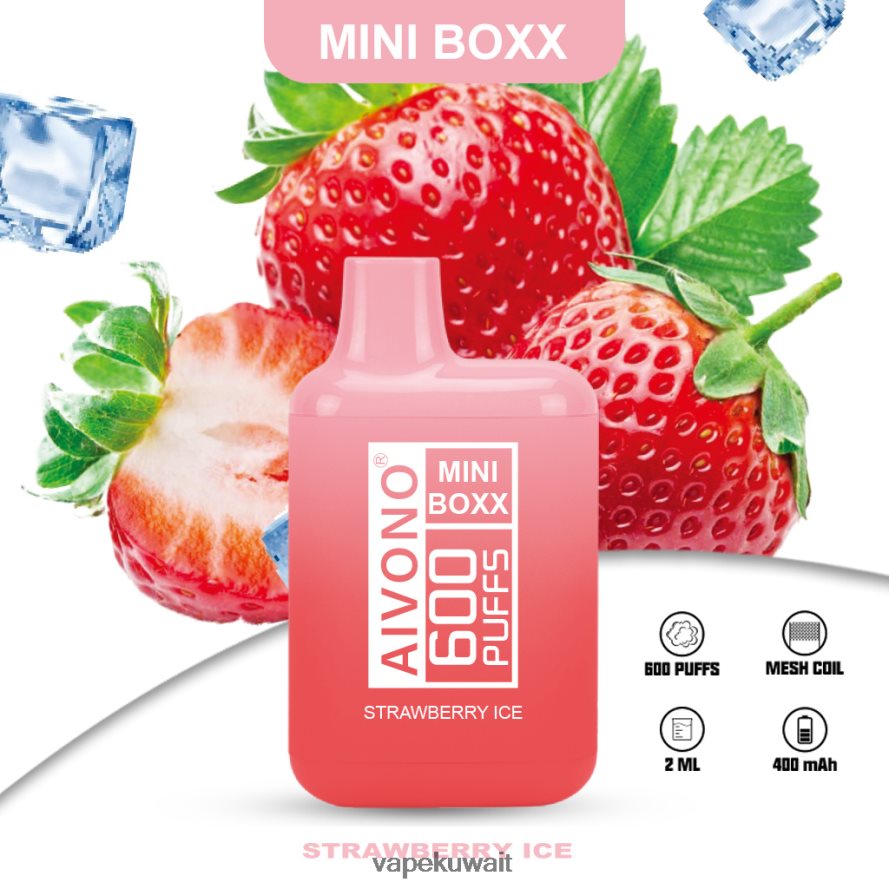 Aivono AIM MINI BOXX 600 جليد الفراولة - 66DF60236 Vape الكويت