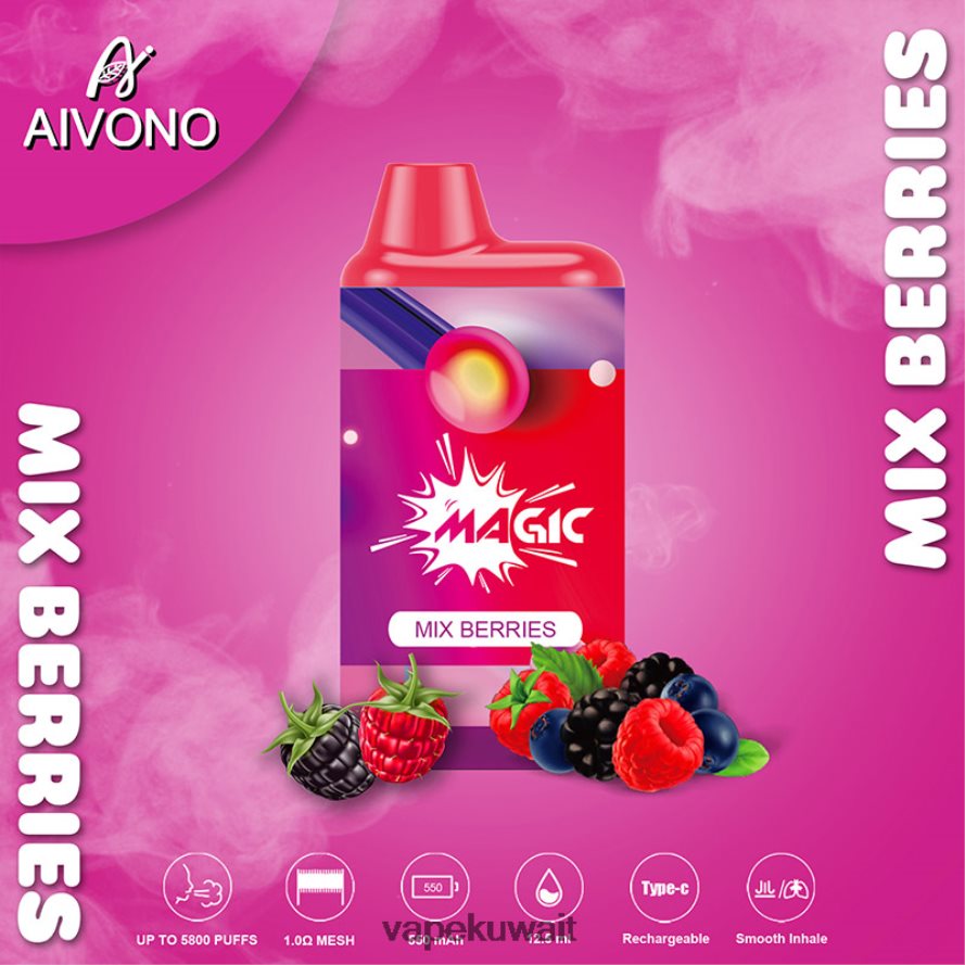 Aivono AIM MAGIC 5800 علبة سجائر بالفم مزيج التوت - 66DF60100 Vape الكويت