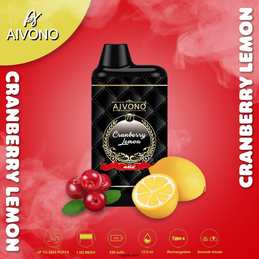 Aivono AIM MAGIC 5800 علبة سجائر بالفم ليمون التوت البري - 66DF6089 Vape Kuwait