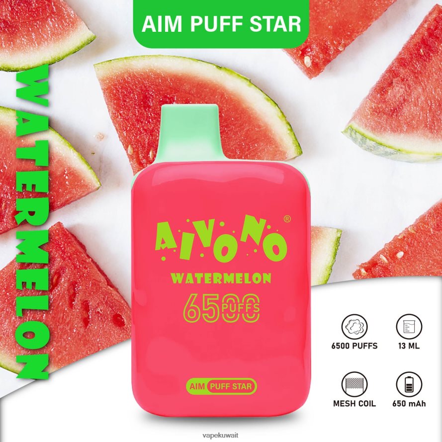 Aivono AIM PUFF STAR 6500 بطيخ - 66DF60291 Vape Kuwait