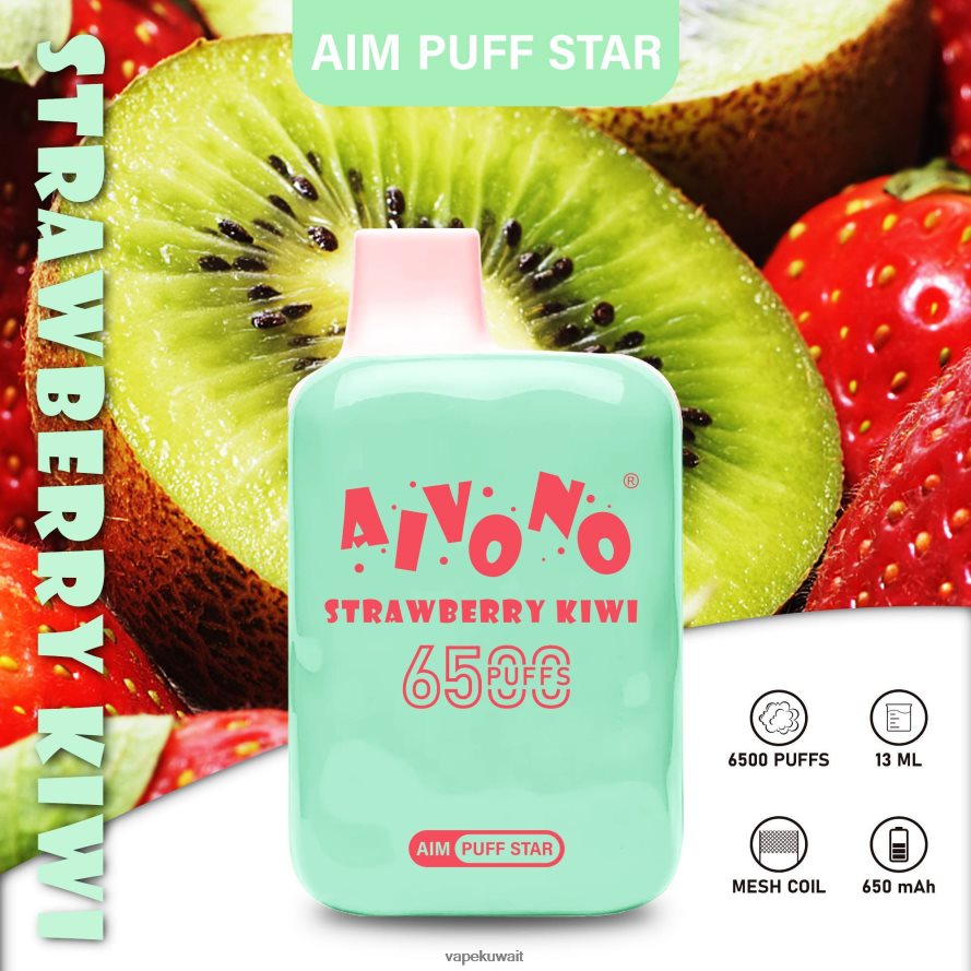 Aivono AIM PUFF STAR 6500 كيوي فراولة - 66DF60294 Vape الكويت