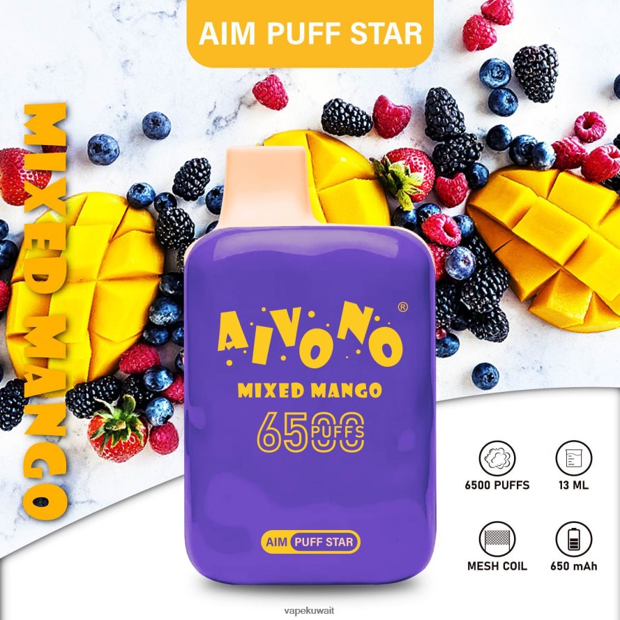 Aivono AIM PUFF STAR 6500 مانجو مختلطة - 66DF60296 Vape الكويت