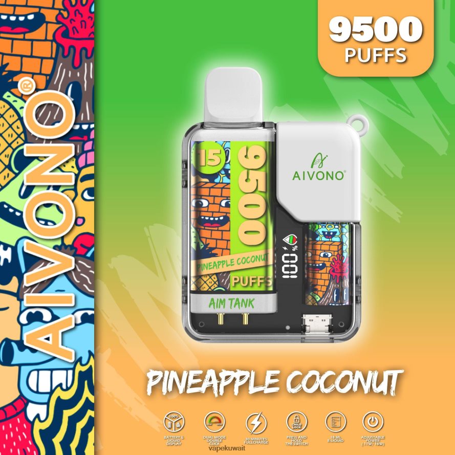 Aivono AIM TANK 9500 جوز الهند الأناناس - 66DF6040 Vape الكويت