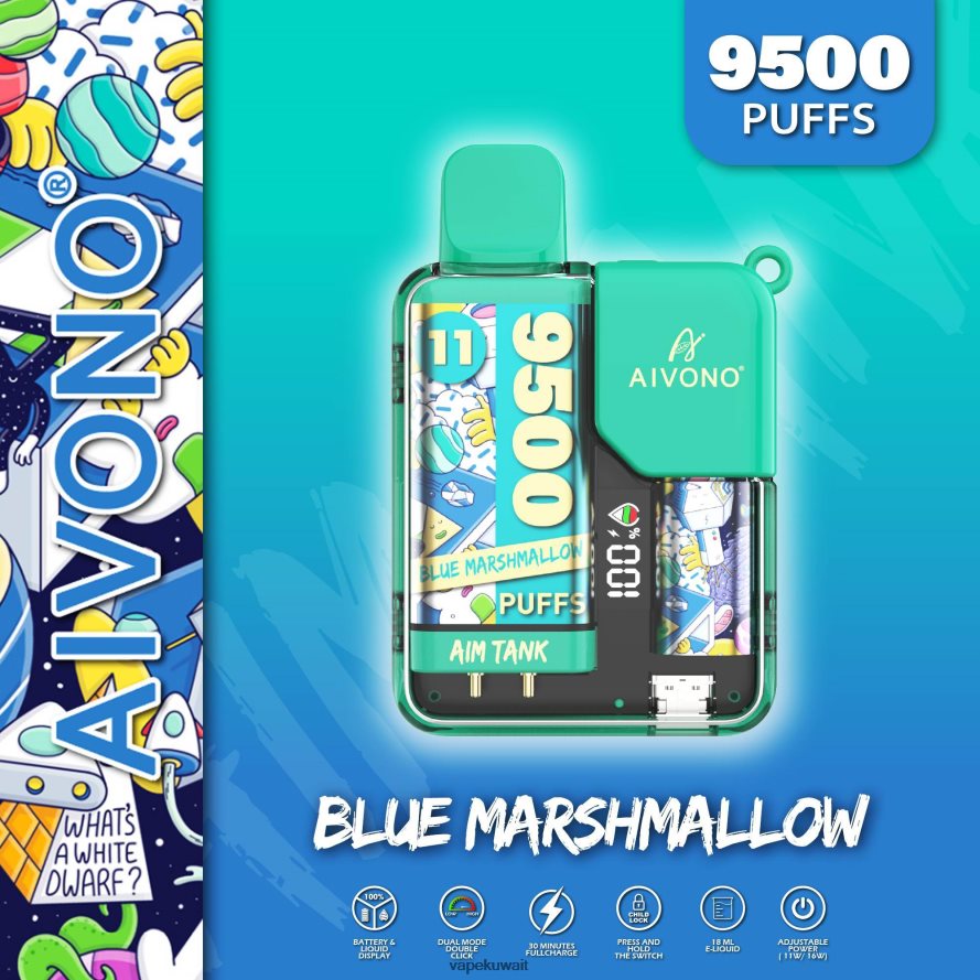 Aivono AIM TANK 9500 الخطمي الأزرق - 66DF6042 Vape الكويت
