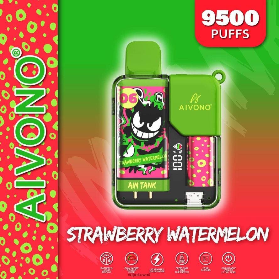 Aivono AIM TANK 9500 الفراولة والبطيخ - 66DF6046 Vape الكويت
