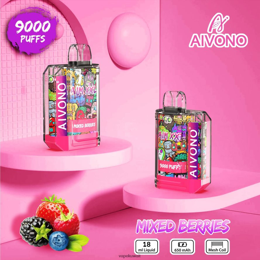 Aivono AIM XXL 9000 ملصق فم شفاف التوت المختلط - 66DF6051 Vape Kuwait