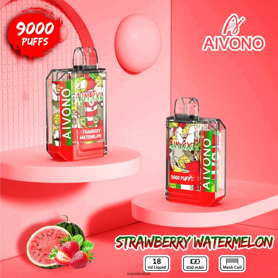 Aivono AIM XXL 9000 ملصق فم شفاف الفراولة والبطيخ - 66DF6053 Vape Kuwait