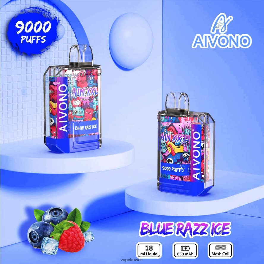 Aivono AIM XXL 9000 ملصق فم شفاف الجليد الأزرق - 66DF6054 Vape الكويت