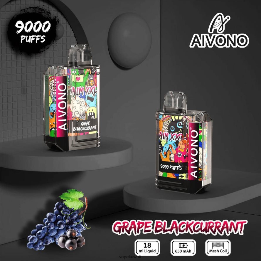 Aivono AIM XXL 9000 ملصق فم شفاف العنب عنب الثعلب - 66DF6056 Vape الكويت