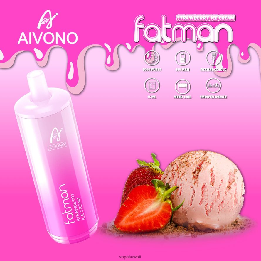 Aivono FATMAN 6800 آيس كريم الفراولة - 66DF6021 Vape Kuwait