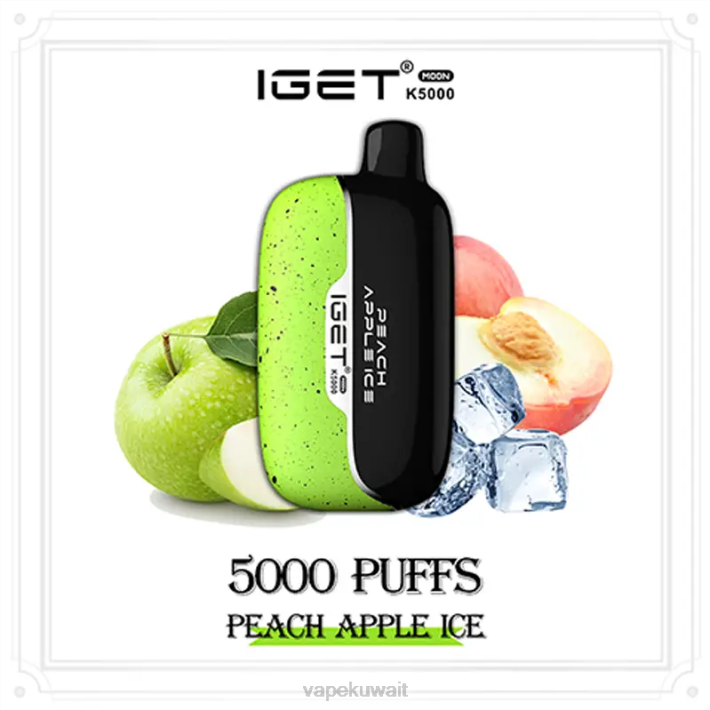 Vape الكويت 0ZDT7 جليد الخوخ والتفاح IGET Moon k5000