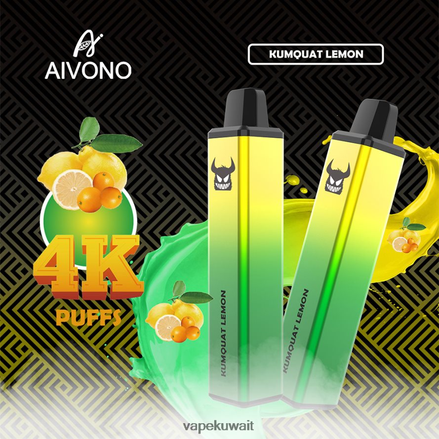 Aivono AIM FREAK 4000 برتقال ذهبي ليمون - 66DF60256 Vape الكويت