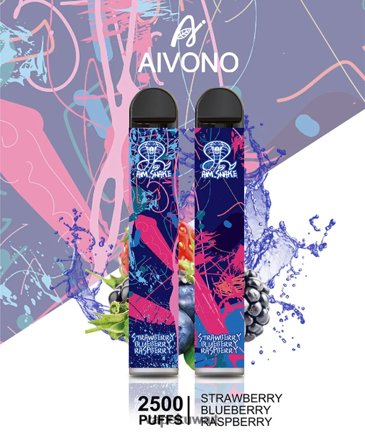 Aivono AIM SNAKE 2500 الفراولة، التوت، التوت - 66DF60318 Vape الكويت