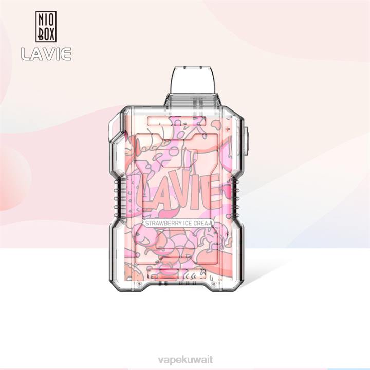 N8RV196 Vape الكويت - آيس كريم الفراولة LAVIE NIO BOX 9000 نفث