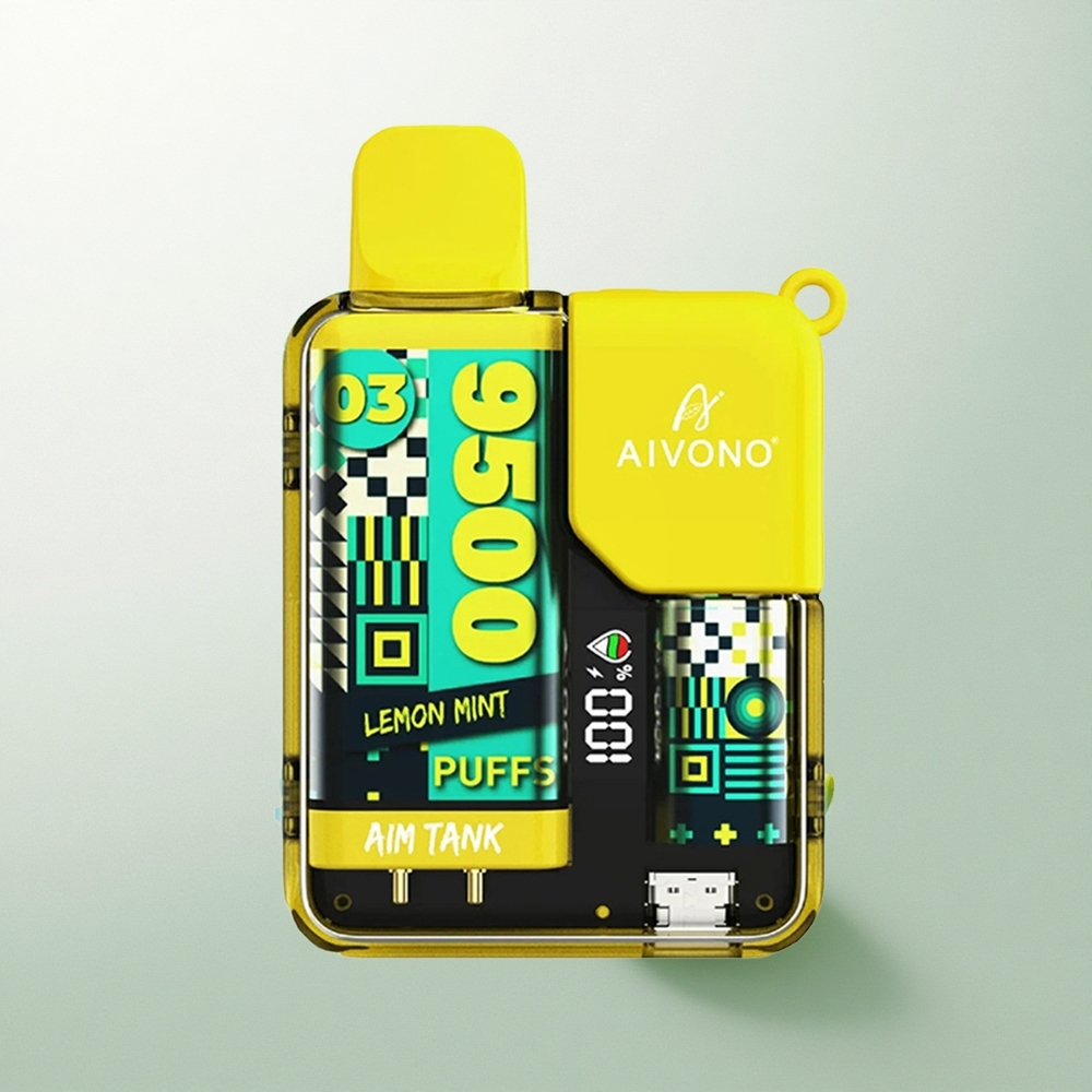 Aivono Aim Tank 9500 Puffs ليمون نعناع - 18 مل عصير إلكتروني - 650 مللي أمبير ساعة