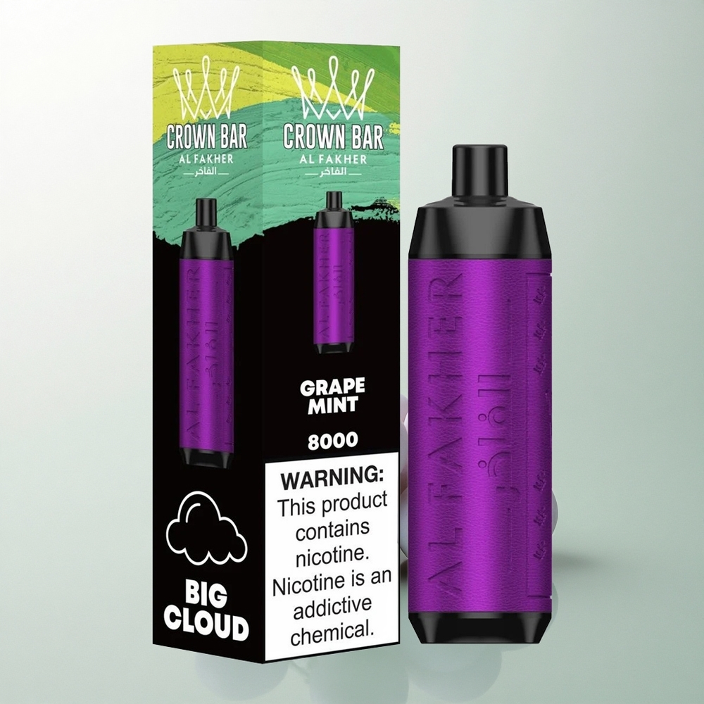 Al Fakher Crown Bar 8000 Crystal عنب نعناع 5 ملغم نيكوتين