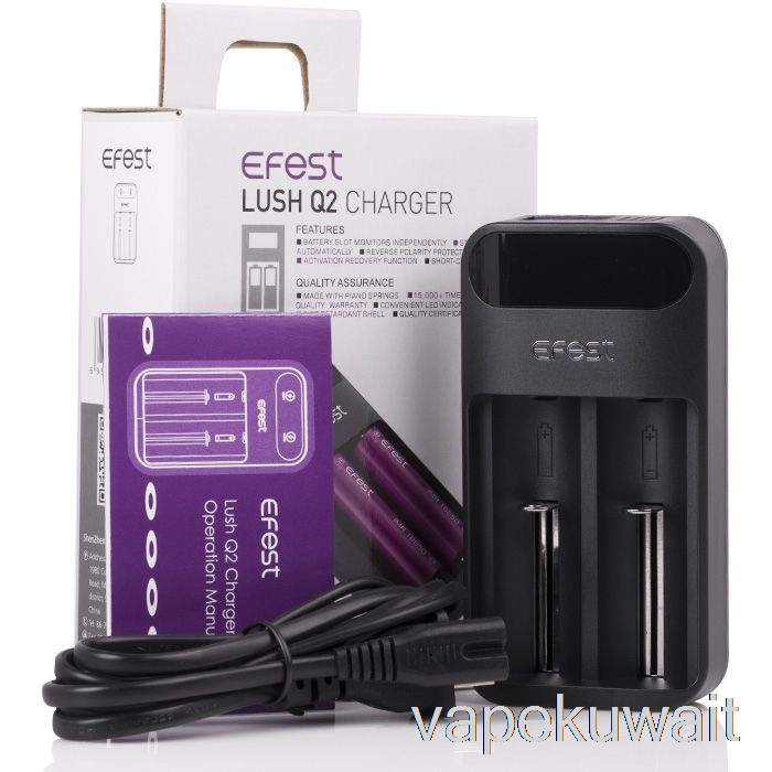 Efest Lush Q2 2-Bay شاحن بطارية LED ذكي نظام جراب Vape