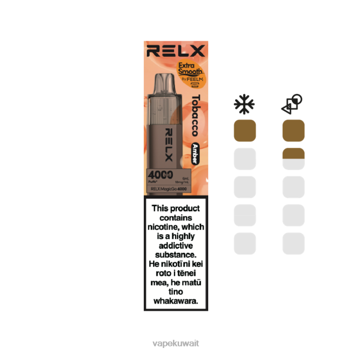 Vape Kuwait التبغ (العنبر) - RELX MagicGo 4000 سيجارة يمكن التخلص منها LXTPN5