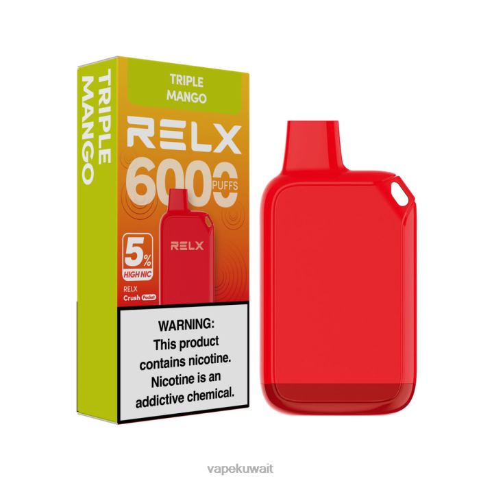 Vape الكويت مانجو ثلاثية - RELX Crush Pocket 6000 5% نيكو عالية LXTPN26